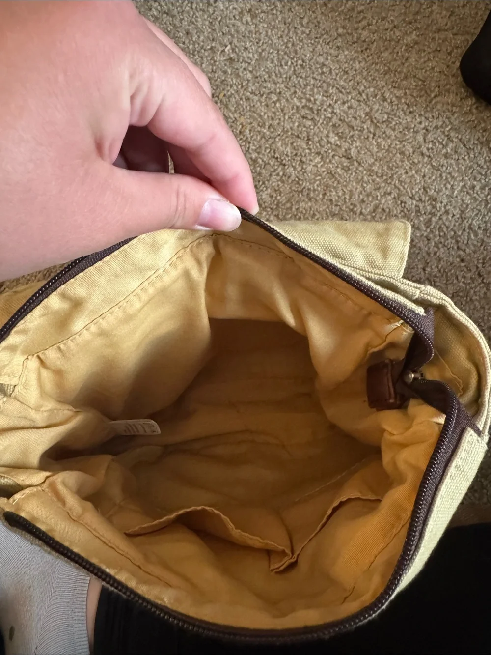 Casual Tan Canvas Satchel with Brown Trim